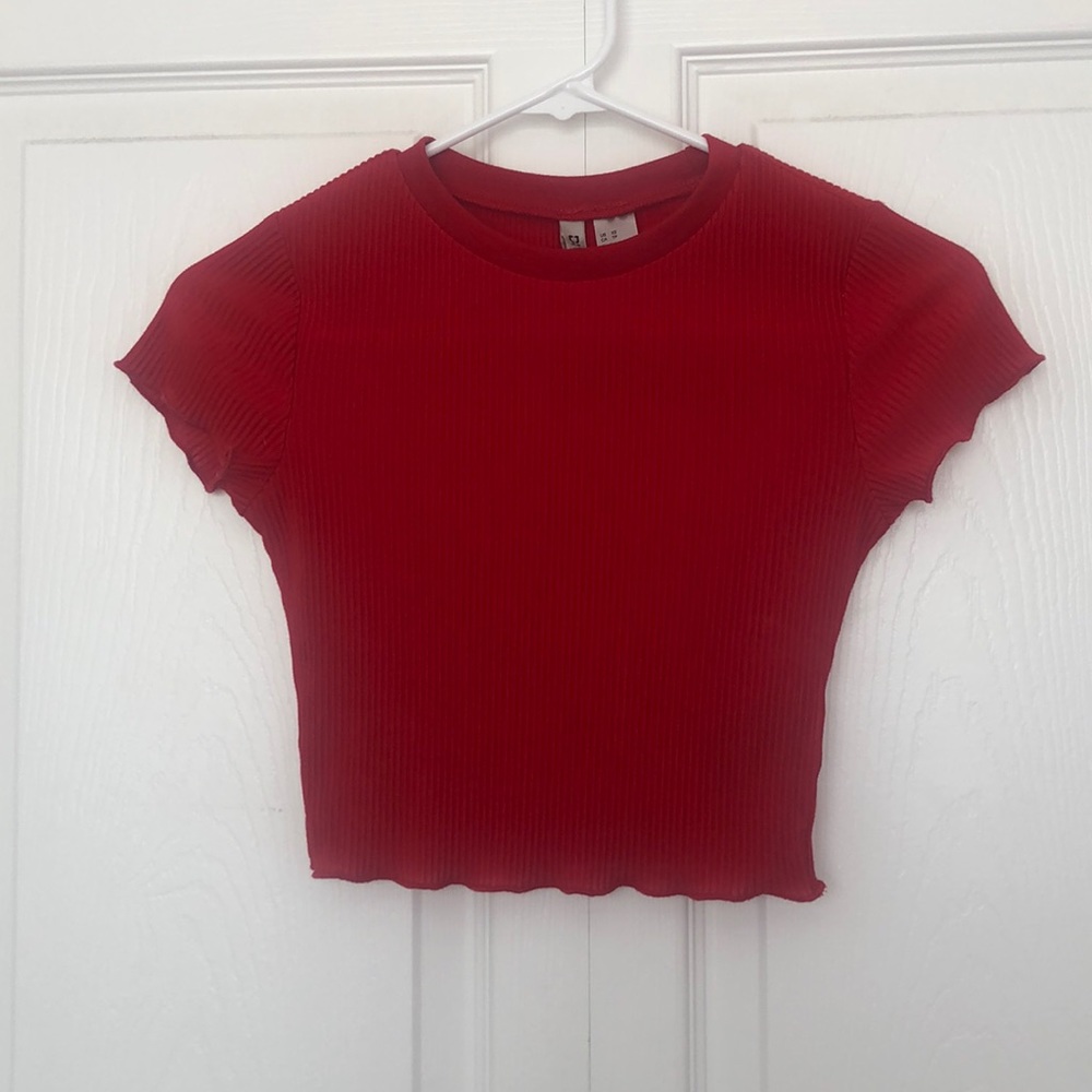 Juniors Cropped Ribbed Tee